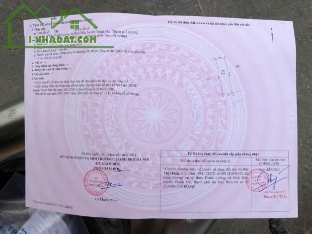 Cần bán mảnh đất tại địa chỉ: Thôn Thanh Lương, Xã Bích Hoà, huyện Thanh Oai