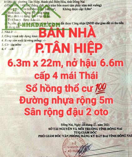 BÁN RẺ NHÀ TÂN HIỆP, SỔ HỒNG THỔ CƯ, ĐƯỜNG RỘNG 6m, SÂN ĐẬU 2 OTO