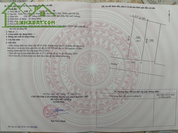 Bán mảnh đất đẹp 118m, mặt tiền 6,3m, đường thông ô tô tránh