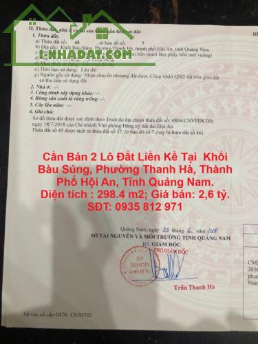 Cần Bán 2 Lô Đất Liền Kề Tại  Khối Bàu Súng, Phường Thanh Hà, Thành Phố Hội An, Tỉnh - 4