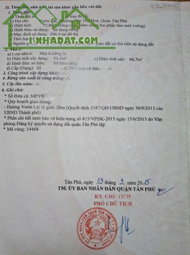 Bán nhà mặt tiền đường vườn Lài, Phú Thọ Hòa, Tân Phú