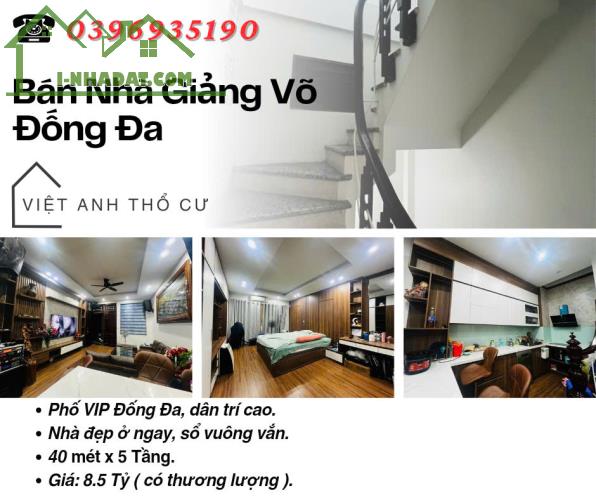 Bán nhà Phố Giảng Võ, Nhà Nội Thất Đẹp, Sổ Vuông Vắn, 40mx5T, Giá: 8.5 Tỷ, Lh: 0396935190.
