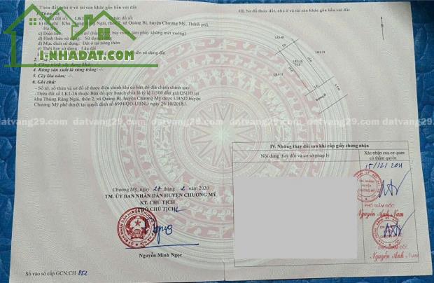 BÁN LÔ ĐẤT ĐẤU GIÁ 75M TẠI QUẢNG BỊ-CHƯƠNG MỸ-HÀ NỘI CHỈ HƠN 3 TỶ - 4