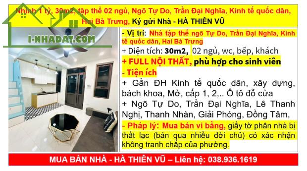 Nhỉnh 1 tỷ, 30m2, tập thể 02 ngủ, Ngõ Tự Do, Trần Đại Nghĩa, Kinh tế quốc dân,Hai Bà Trưng - 5