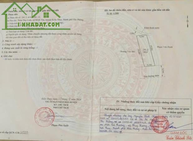 Bán đất Minh Tân - Kiến Thụy - Hải Phòng