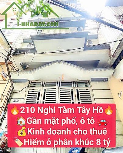 Hiếm- Tây Hồ- 210 Nghi Tàm- Gần Ô TÔ, Mặt phố- 4 tầng ở , kinh doanh- 8 tỷ