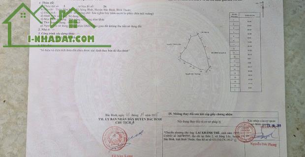Chính Chủ Bán Lô Đất Nông Nghiệp, Sổ Hồng Đầy Đủ Tại  Sông Bình, Bắc Bình, Bình Thuận - 1