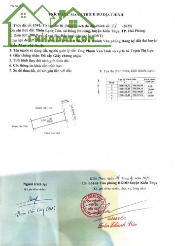 Bán đất Đông Phương - Kiến Thụy - Hải Phòng