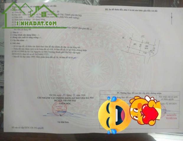 Chính chủ bán lô đất góc 2 mặt tiền đẹp tại thôn Quế Sơn, xã Tân Ước – ô tô đỗ cửa, giá ch