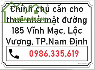 Chính chủ cần cho thuê nhà mặt đường 185 Vĩnh Mạc – Lộc Vượng – TP Nam Định, 0986335619