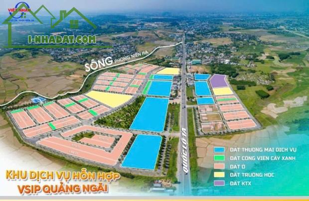Đất view sông dự án KHU DỊCH VỤ HỖN HỢP VSIP QUẢNG NGÃI , 270m2, 2,69 tỷ - 2