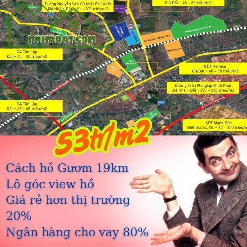LÔ GÓC VIEW HỒ 7.2 HA - DA TỪ SƠN GARDEN – CHỈ 53 TR/M2 – RẺ HƠN 20% - DUY NHẤT 2 CĂN