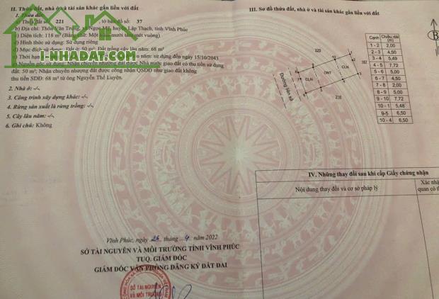 Bán 118m2, mt 6.5m đường Liên Xã Ngọc Mỹ, Lập Thạch, Vĩnh Phúc lh_0987673102 - 1