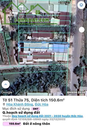 Bán đất mặt tiền nhựa Bàu Sen - Hoà Khánh Đông, Đức Hoà, Long An - 1