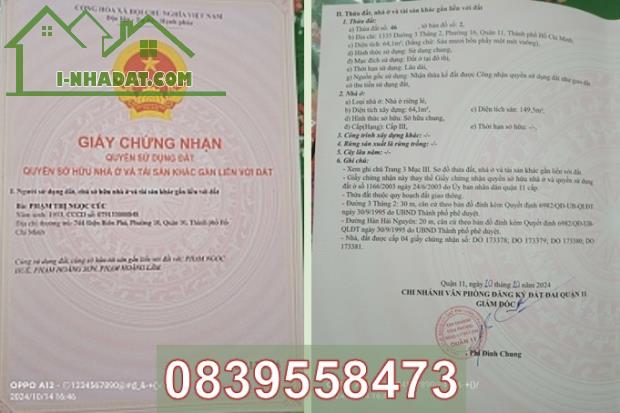 ⭐️Vị trí vàng !! Bán nhà góc 2MT số 1335 Đường 3/2, P16, Q.11, TP HCM, 19 tỷ, 0839558473