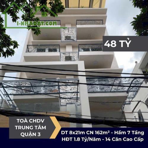 Tòa CHDV Cao Cấp Q.3 – Hầm 7 Tầng – Thu 1.8 Tỷ/Năm – Chỉ 48 Tỷ
