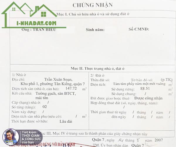 BÁN NHÀ HẺM XE HƠI 8M TRẦN XUÂN SOẠN. 116M2. NGANG KHỦNG 7.2M.SÁT TRƯỜNG HỌC.HÀNG XÓM VIP - 3