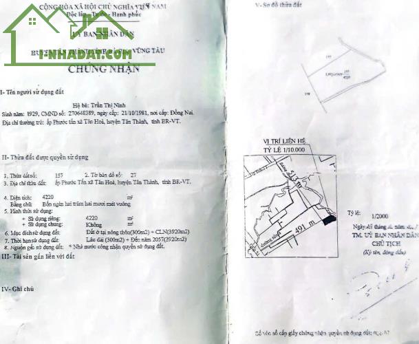 CHÍNH CHỦ BÁN ĐẤT ĐẸP - ĐẦU TƯ SINH LỜI - Diện tích: 110m2 + Giá bán: 450 TRIỆU - 3