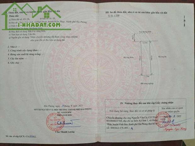 Bán đất Ngũ Đoan - Kiến Thụy - Hải Phòng
