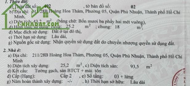 Nhà 4 tầng 4x7m 211/28B Hoàng Hoa Thám 4.79 tỷ