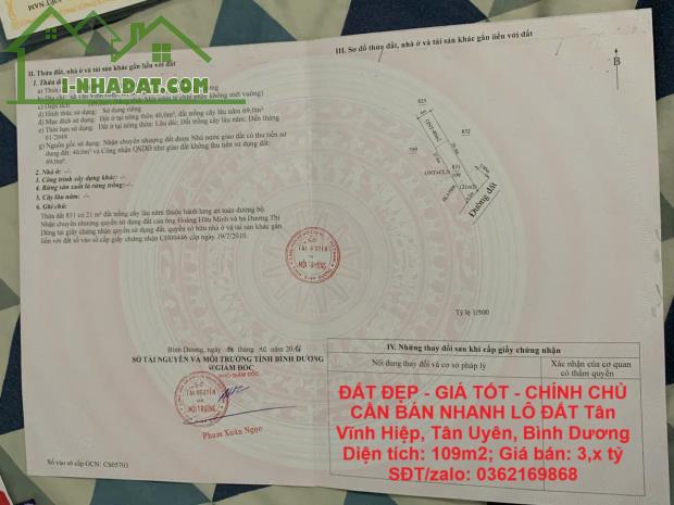 ĐẤT ĐẸP - GIÁ TỐT - CHÍNH CHỦ CẦN BÁN NHANH LÔ ĐẤT Tân Vĩnh Hiệp, Tân Uyên, Bình Dương - 4