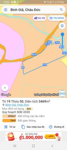 Đất đẹp Bình Giã, Châu Đức – 3469m² giá rẻ, mặt tiền đường nhựa lớn, khu dân cư hiện hữu