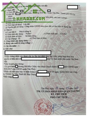 Bán nhà 75m2, Hẻm xe hơi Đường Đô Đốc Chấn, Quận Tân Phú - 2