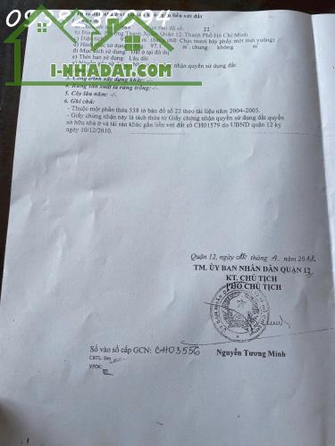 ĐẤT LỚN 5X20M, HẺM LỚN 7M, ĐẮC ĐỊA GẦN CAO ĐẲNG ĐIỆN LỰC Q12, GIÁ RẺ - 3