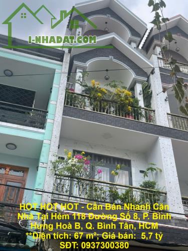 HOT HOT HOT - Cần Bán Nhanh Căn Nhà Tại Hẻm 118 Đường Số 8, P. Bình Hưng Hoà B, Q. Bình