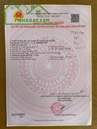 BÁN NHÀ 1 TRỆT 2 LẦU - ĐƯỜNG 8M, THẠNH XUÂN 48, Q.12 – GIÁ CHỈ 4,8 TỶ