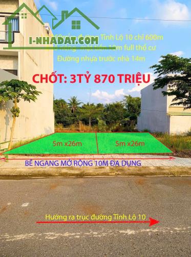 Bán cặp nền 260m2 KDC Tân Đô giá chỉ 3 tỉ 870tr