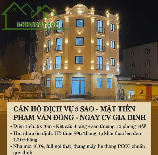 TOÀ NHÀ 5 TẦNG MT PHẠM VĂN ĐỒNG 90m2 - THU NHẬP HƠN 1 TỶ/NĂM - GIÁ 25.9T