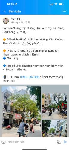 Mrs Tâm Bán nhà 3 tầng vị trí KIM CƯƠNG mặt đường Hai Bà Trưng, Lê Chân, Hải Phòng.11,8 tỷ