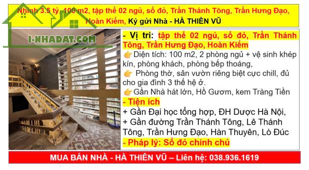 Nhỉnh 3.5 tỷ, 100 m2, tập thể 02 ngủ, sổ đỏ, Trần Thánh Tông, Trần Hưng Đạo, Hoàn Kiếm, Ký - 5