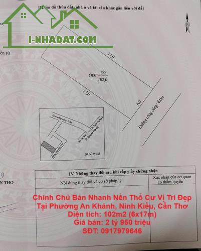 Chính Chủ Bán Nhanh Nền Thổ Cư Vị Trí Đẹp Tại Phường An Khánh, Ninh Kiều, Cần Thơ
