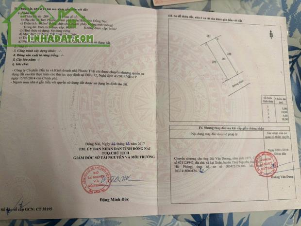 Đất chính chủ- giá tốt chính chủ cần bán nhanh lô đất tại TP Biên Hòa, tỉnh Đồng Nai