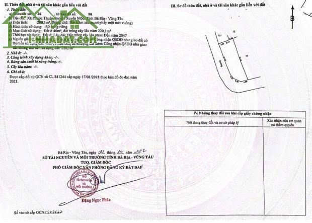 SIÊU HÓT - CHÍNH CHỦ CẦN BÁN LÔ ĐẤT TẠI PHƯỚC THUẬN -XUYÊN MỘC - 260M2 - 2Tỷ200