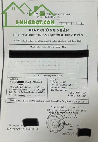 Chính Chủ Bán Nhà 1 Trệt, 1 Lửng Mặt Tiền Đường Tám Danh, Phường 4, Quận 8