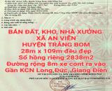 BÁN ĐẤT, KHO, NHÀ XƯỞNG XÃ AN VIỄN, SỔ HỒNG RIÊNG, ĐƯỜNG RỘNG 8m GẦN KCN GIANG ĐIỀN
