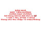 BÁN NHÀ MẶT TIỀN ĐƯỜNG HƯNG ĐẠO VƯƠNG, 1TRỆT 1LẦU, SỔ HỒNG THỔ CƯ