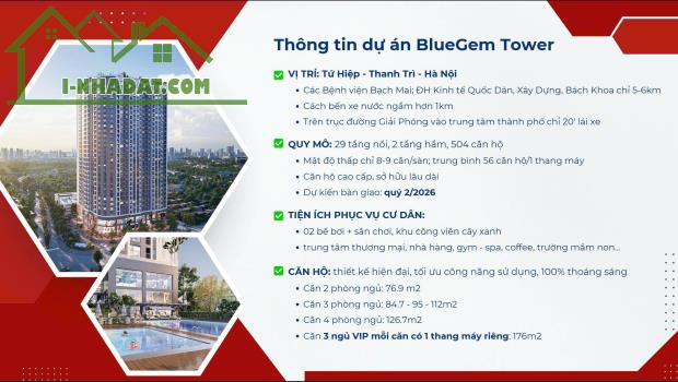 BlueGem Tower giá tốt nhất dự án, 5,5 tỷ - 98,8 m2 - Tứ Hiệp, Thanh Trì, Hà Nội - 3