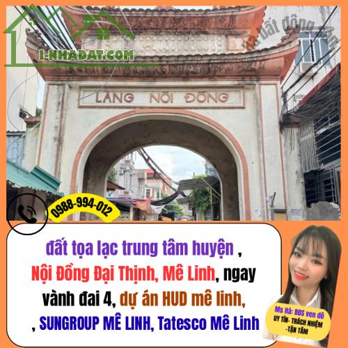 Đất trung tâm Huyện Mê Linh , thôn Nội đồng , xã Đại Thịnh, huyện Mê Linh, Hà Nội