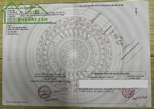 🍓🍓BÁN NỀN TRỤC CHÍNH A1 - KDC TÂN PHÚ, Q. CÁI RĂNG, TP CẦN THƠ. NỀN SỐ 63 - 3