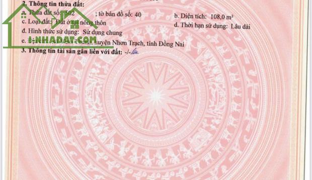 ĐẦU TƯ SINH LỜI - Chính Chủ Cần Bán Lô Đất 2 Mặt Tiền Tại Vĩnh Thanh, Nhơn Trạch, Đồng Nai