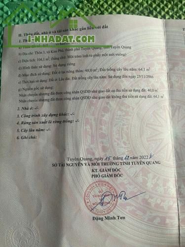 CHÍNH CHỦ CẦN BÁN ĐẤT TẠI PHƯỜNG Ỷ LA – TP. TUYÊN QUANG - 1