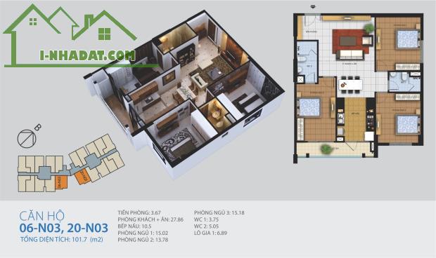 Bán Chung cư New Horizon City 87 Lĩnh Nam-DT 102 m2-TẦNG CAO-3 NGỦ-2 WC-CĂN GÓC. - 3