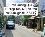Bán nhà đường Trần Quang Quá, phường Hiệp Tân, Tân Phú, 4x20m, 7.85 tỷ