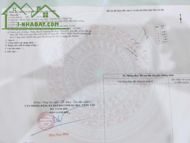 CẦN BÁN GẤP LÔ ĐẤT CHỦ THỞ OXY BÌNH CUỐI 120M2 FULL THỔ CƯ 1,9 TY NGAY LONG ĐIỀN BRVT - 1