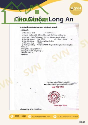 🏭 ĐẤT DỊCH VỤ CÔNG NGHIỆP: 878M² – CẦN GIUỘC, LONG AN - 1
