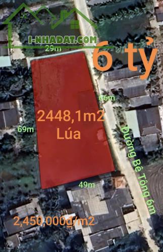 Bán lô đất lúa 4 mặt tiền chuyển thổ phân lô giá chốt 6 tỷ